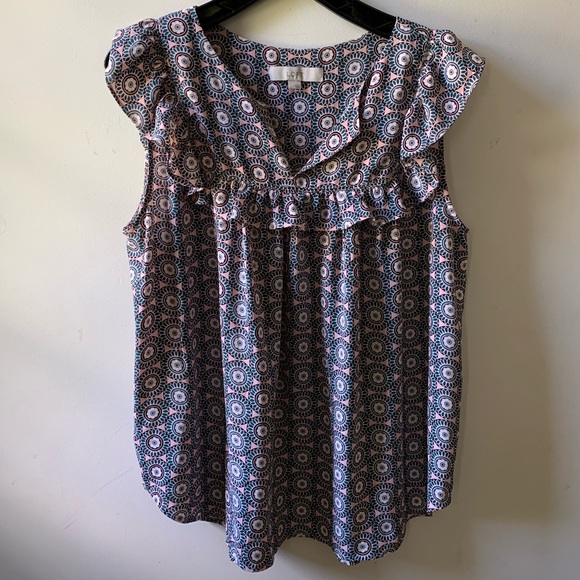 Sleeveless LOFT Patterned Blouse - Picture 1 of 4